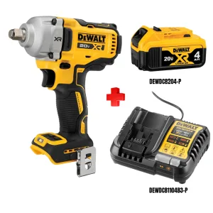 COMBO - DEWALT - Llave de Impacto 1/2 Inalámbrica 20V Max XR Litio-Ion de 0 a 3,100 Golpes por Minuto, 4 Modos, Brushless, Torque 600 Pie/Lb, Luz Led más Cargador y Batería 4 Amperios