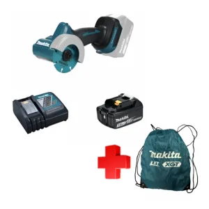 COMBO - MAKITA - Cortadora Compacta Abrasiva 3" Inalámbrica 18V LXT DE 20,000 Revoluciones por Minuto, con 1 Batería 3.0 Amperios y Cargador y Bolsa Makita