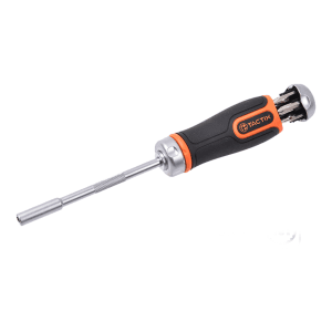 Destornillador Ratchet con Juego de 6 en 1 Punta Magnética con Mango Bimaterial. TACTIX