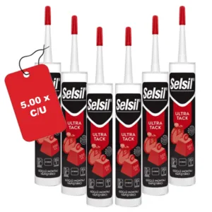 COMBO – SELSIL – Adhesivo de Alta Resistencia Color Blanco de 290ML, Ultra Tack - Precio Especial X 6 Unidades
