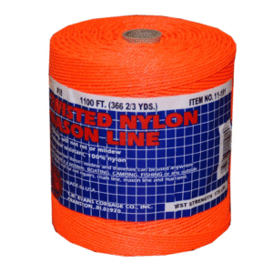 Hilo para Albañil #18 Color Naranja Nylon (Rollo 335 Metros / 1,100'). TW EVANS CORDAGE