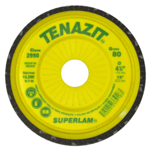 Disco Laminado Respaldo Plástico Superlam para Inoxidable / Acero 4-1/2 X 7/8 #80 Tipo A Zirconio. AUSTROMEX