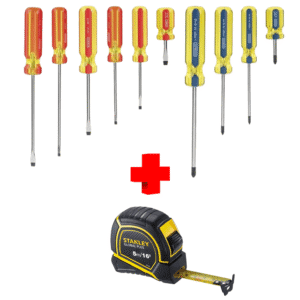 COMBO - STANLEY - Juego Destornillador Mixto Pro más Cinta Metrica