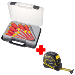 COMBO - STANLEY - Juego Destornillador Mixto Insulado más Cinta Metrica