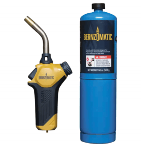 Boquilla Soldar Propano con Autoencendido Llama Espiral Ajustable y Cilindro. BERNZOMATIC