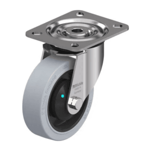 Rueda 4" Giratoria Inoxidable Caucho Elastico 100 X 32MM 200KG Rodamiento Bola A.Hilo. BLICKLE - Imagen 1